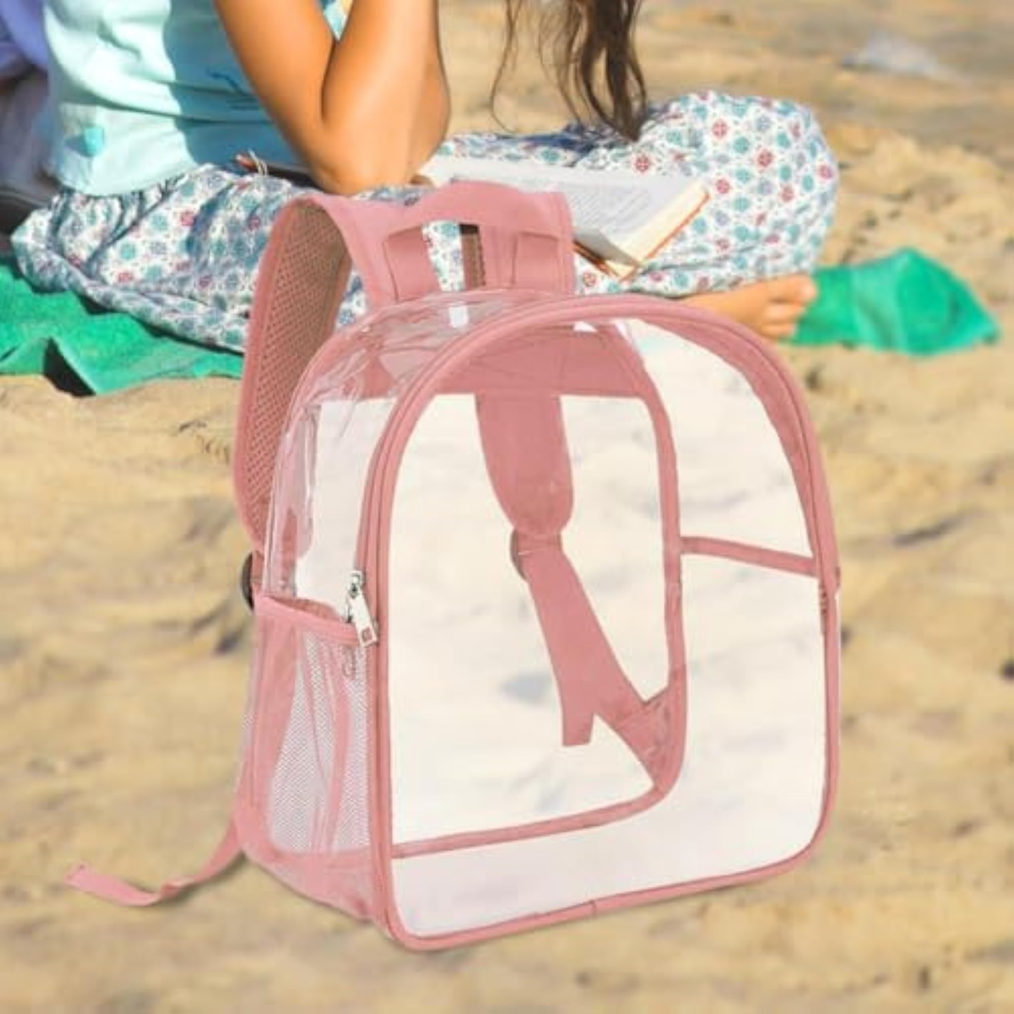 Clear Pink Waterproof Backpack for Events and Travel